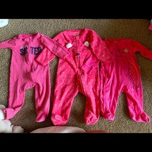 THREE 6-9 months pajamas